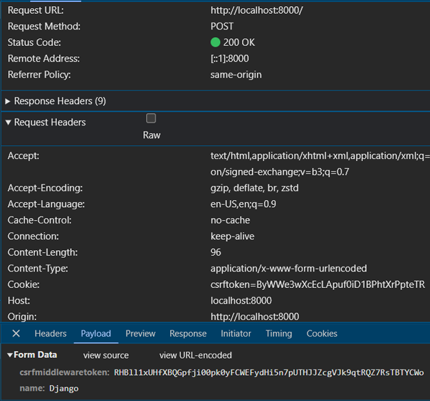 POST request in Django view